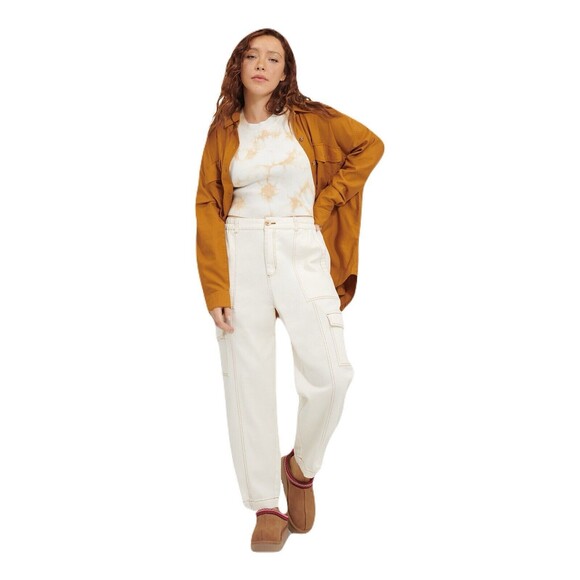 NEW Ugg Womens Size Medium Kensley Wide-Leg Cargo Pant in Ivory $128